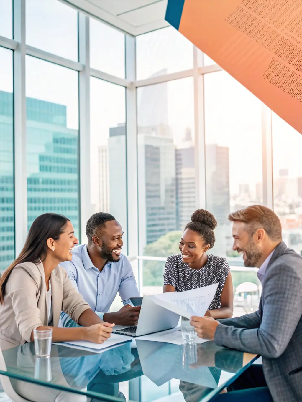 A diverse group of people in a co-working space, representing community and collaborative investment.