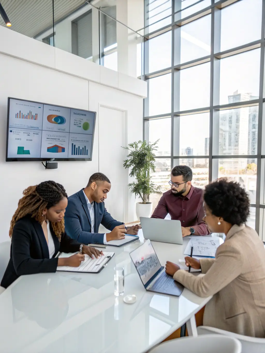 A diverse group of people attending a financial seminar in a modern conference room in Mexico, highlighting the importance of financial education.
